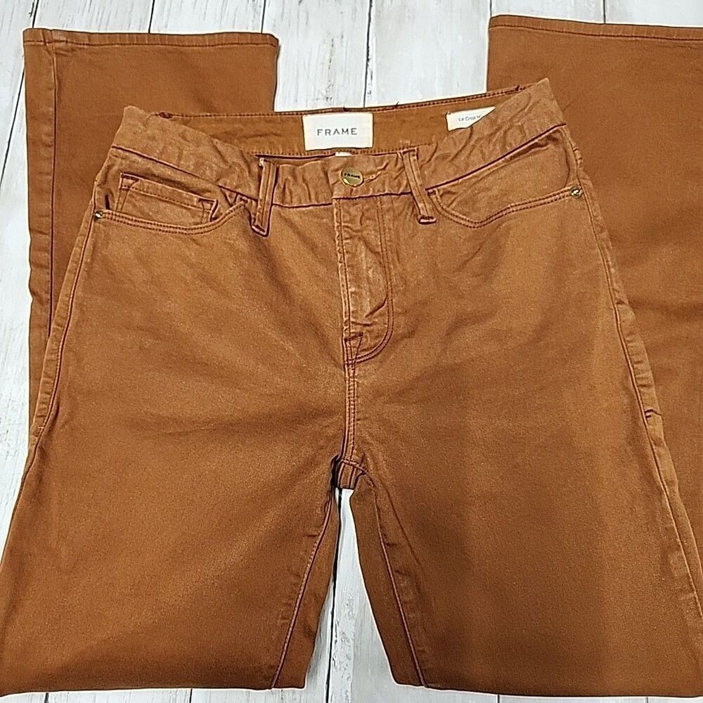 FRAME Le Crop Mini Boot Womens Size 25 Tobacco Rust Cropped Bootcut Jeans - Picture 2 of 13
